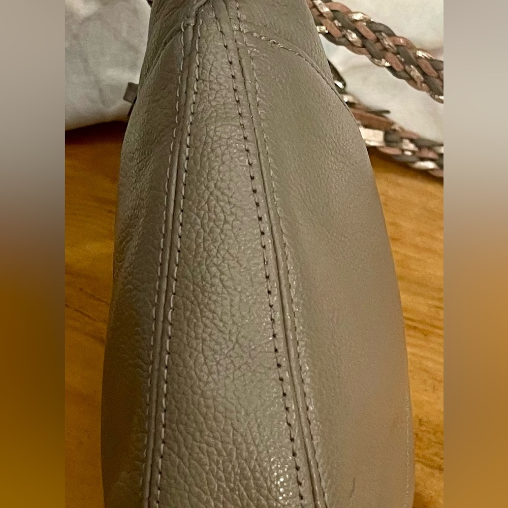 Brighton Taupe Leather Crossbody Bag with Braided Strap & Heart - Picture 15 of 16